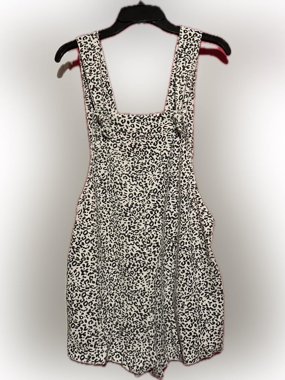 Leopard Print Pinafore Romper - Black and White Size Large